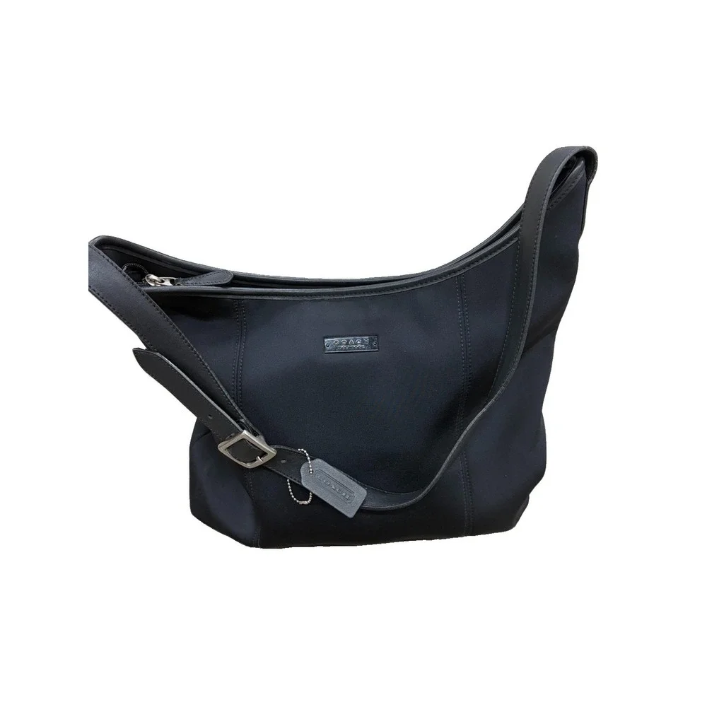 COACH ERGO 6210 Vintage Hobo Shoulder Bag Black Neoprene Leather 1998